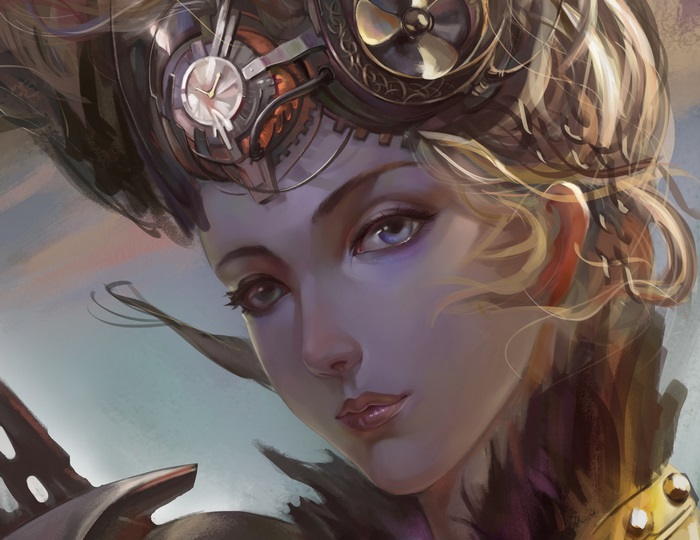 Steampunk woman with intricate headpiece