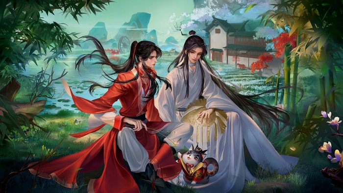 Xie Lian and Hua Cheng in a garden