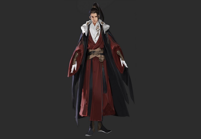 Fantasy Man in Red and Black Robes