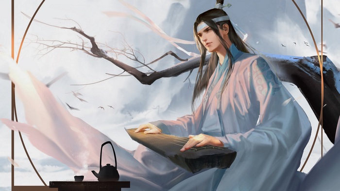 Lan Wangji from Mo Dao Zu Shi playing the guqin