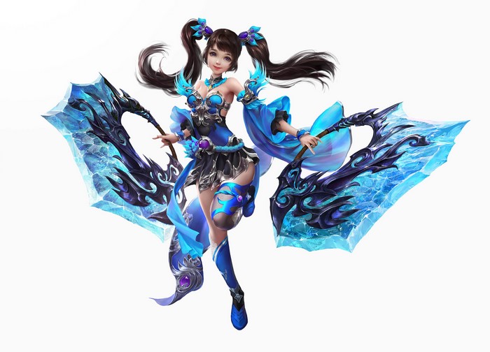 Fantasy Woman Warrior with Ice Axes