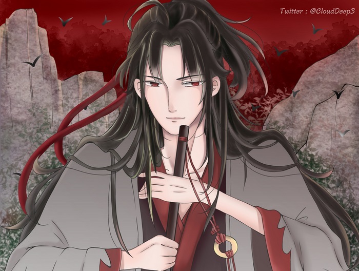 Wei Wuxian from Mo Dao Zu Shi holding a flute