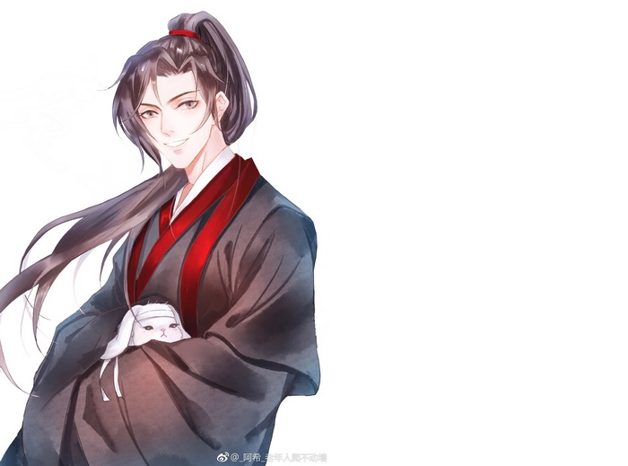 Wei Wuxian from Mo Dao Zu Shi holding a white rabbit