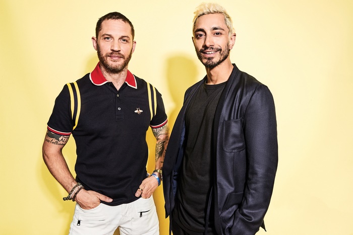 Tom Hardy and Riz Ahmed posing for a photo