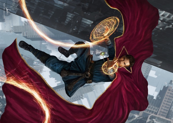 Doctor Strange from Marvel Comics casting spells