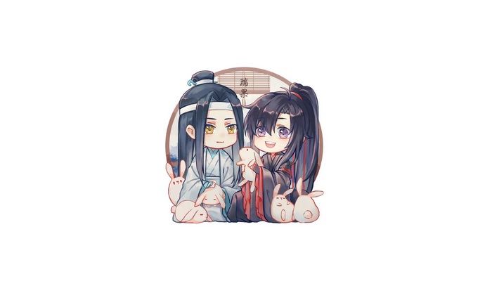 Lan Wangji and Wei Ying from Mo Dao Zu Shi with bunnies