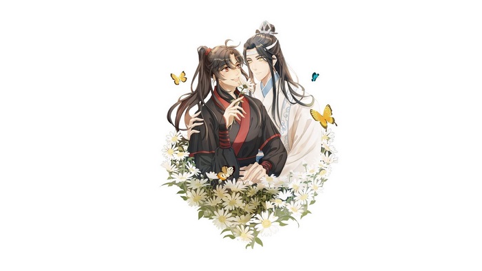 Wei Wuxian and Lan Wangji from Mo Dao Zu Shi with flowers