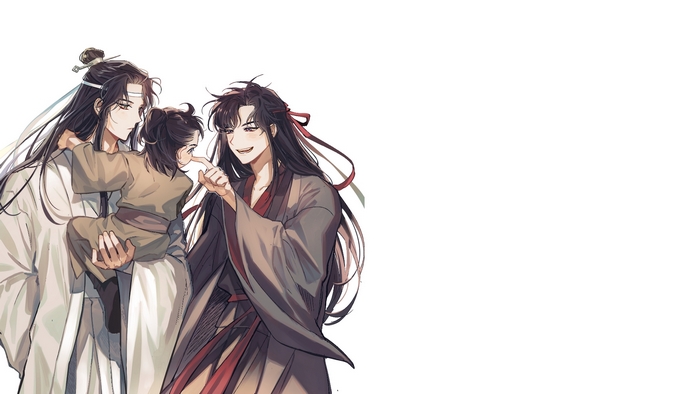 Lan Wangji, Wei Ying, and Lan Sizhui from Mo Dao Zu Shi