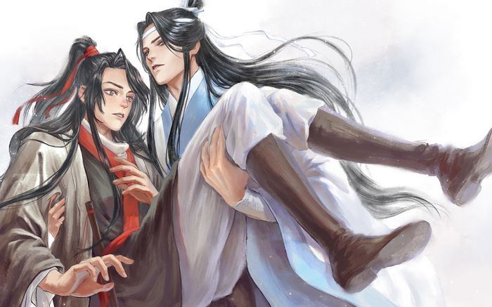 Lan Wangji carrying Wei Ying from Mo Dao Zu Shi
