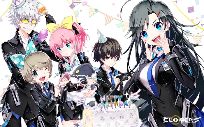 Characters from Closers celebrating a birthday