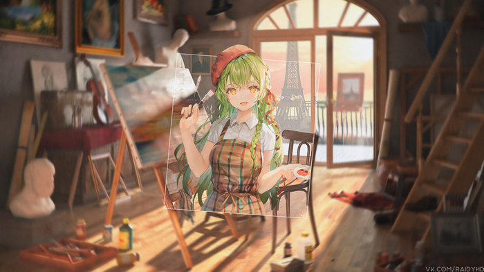 Girl with Green Hair Painting in Studio 4K