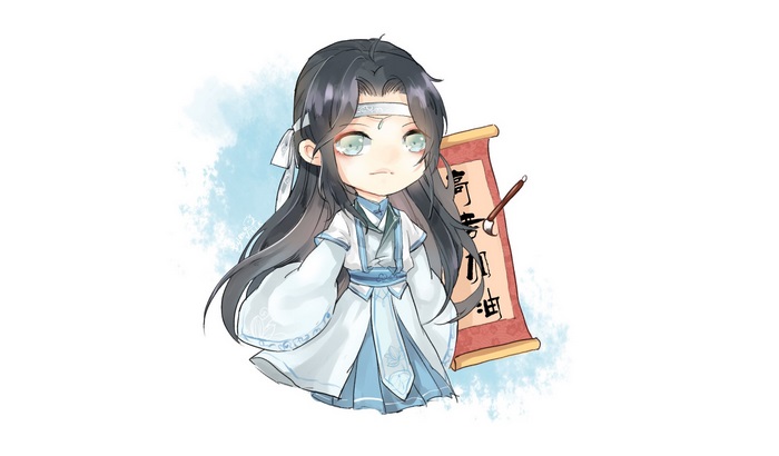 Lan Wangji from Mo Dao Zu Shi holding a scroll