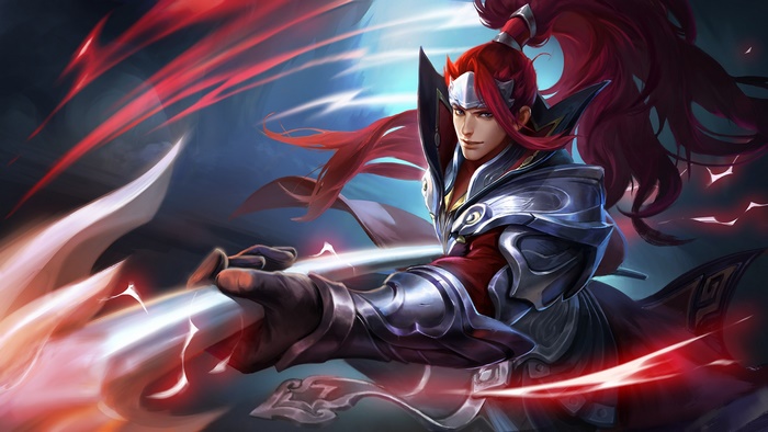 Warrior with red hair and armor