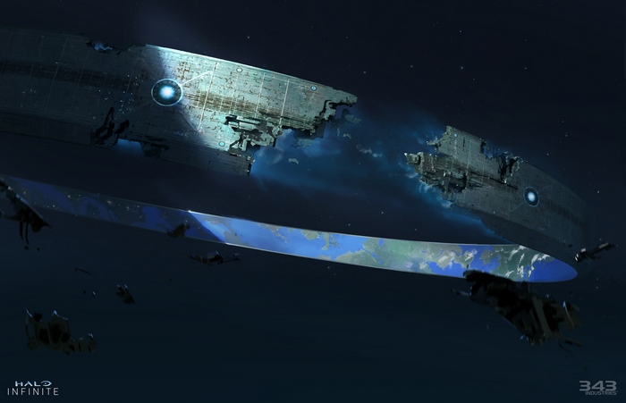 Halo Infinite UNSC Ringworld in space