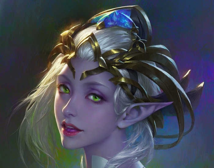 Fantasy Elf with Golden Headdress