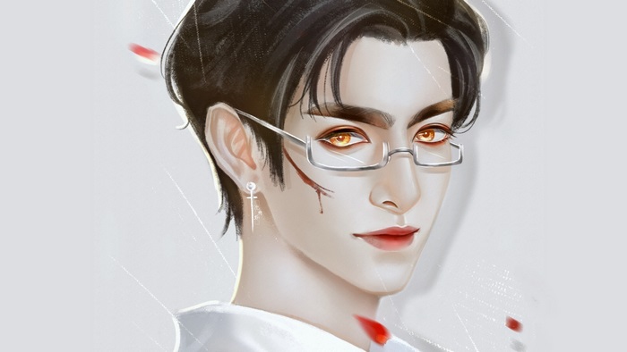 Wang Hao Xuan with glasses and scar