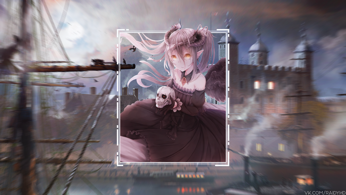 Girl in Black Dress Holding Skull 4K