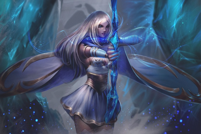Ashe from League of Legends with a bow