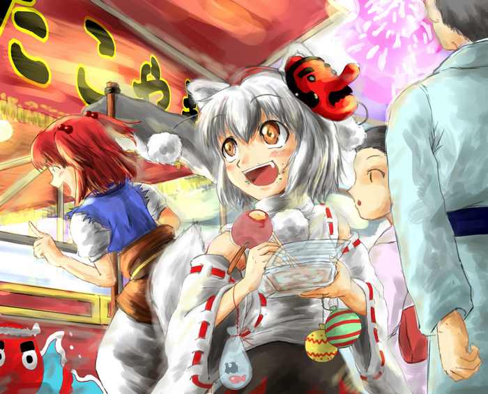 Momiji Inubashiri and Komachi Onozuka at a festival