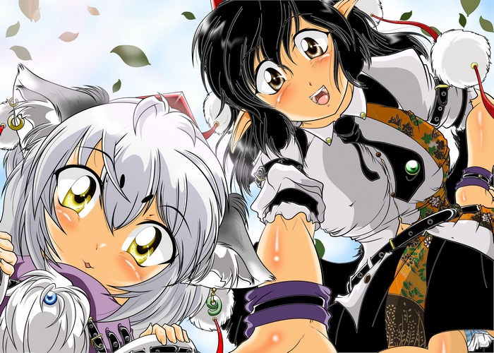 Momiji Inubashiri and Aya Shameimaru from Touhou