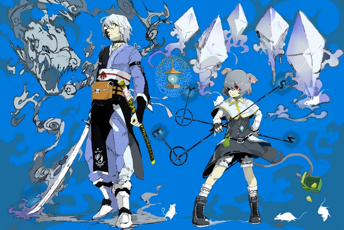 Rinnosuke Morichika and Nazrin from Touhou