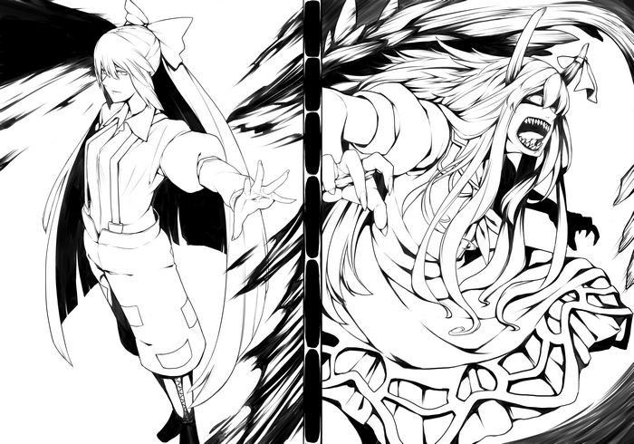Keine Kamishirasawa and Fujiwara no Mokou from Touhou