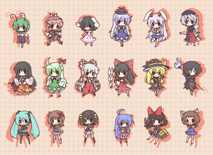 Chibi characters from various anime and games