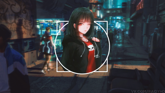 Anime Girl in Cyberpunk City