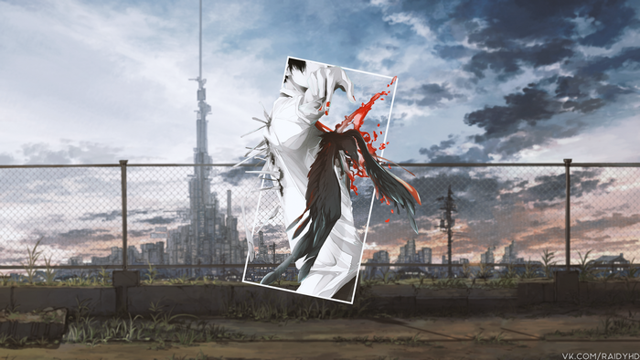 Anime character with wings and blood 4K
