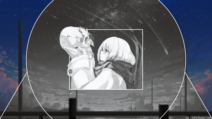 Girl and Skeleton in Outer Space