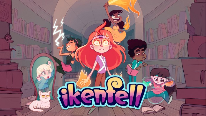 Ikenfell game characters in a library