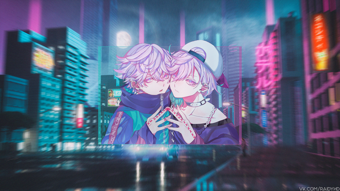 Anime Boys in Neon City 4K