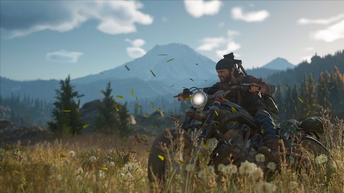 Deacon St. John riding a motorcycle in Days Gone