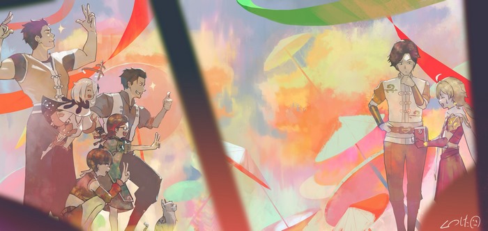 Genshin Impact characters with kites