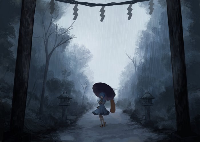 Kogasa Tatara in the rain