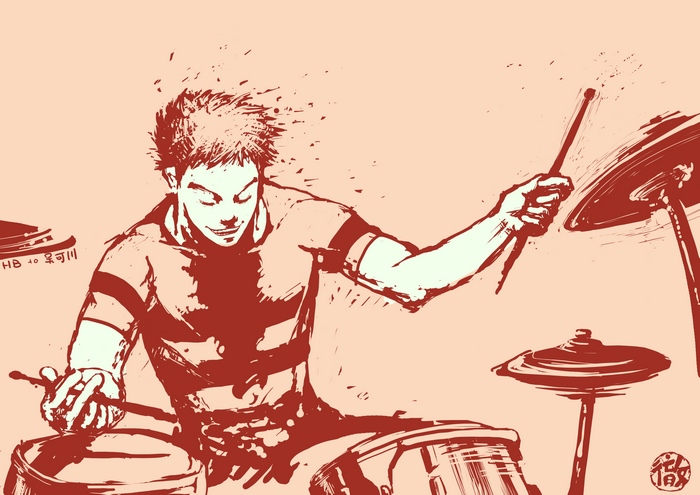 Sentarō Kawabuchi from Kids On The Slope drumming