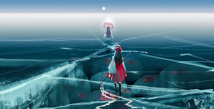 Reimu Hakurei and Yukari Yakumo on ice