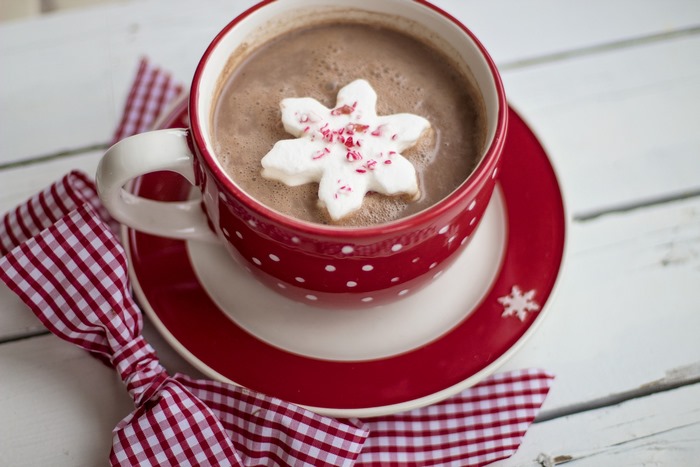 Hot chocolate with marshmallow snowflake