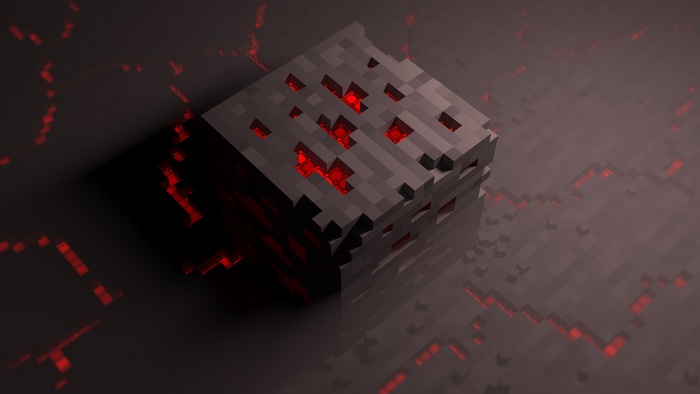 Minecraft 4K Glowing Redstone Cube