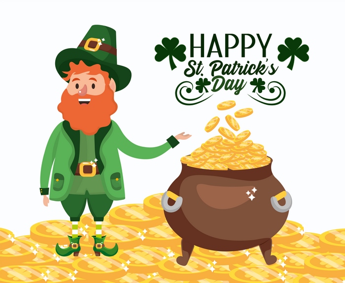 Leprechaun with Pot of Gold on St. Patrick's Day