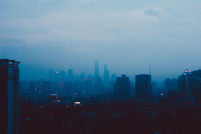 Lofi city skyline at dusk