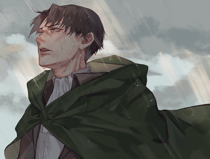 Levi Ackerman from Attack On Titan in the rain
