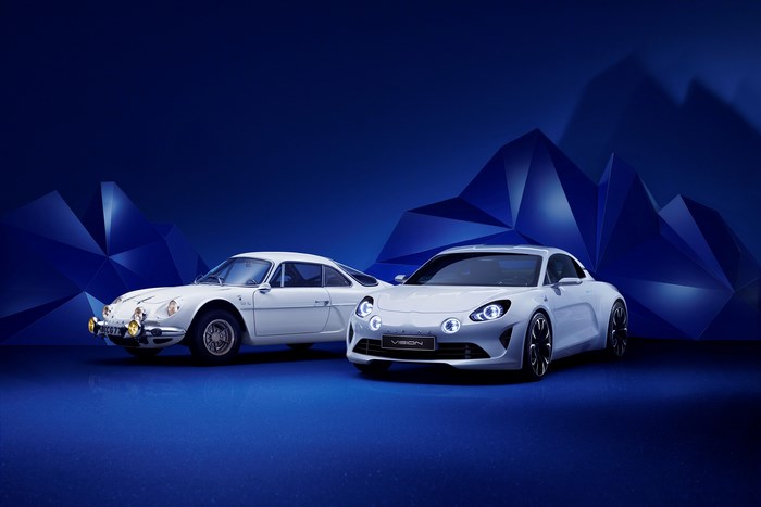 Alpine Vision Concept and classic Alpine car