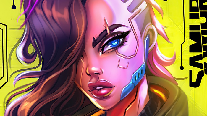 Sci Fi Cyberpunk Woman with Blue Eyes 4K