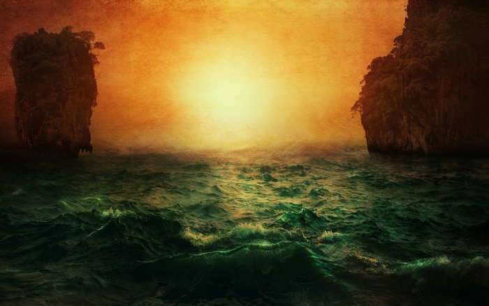 Artistic Ocean Sunrise Seascape