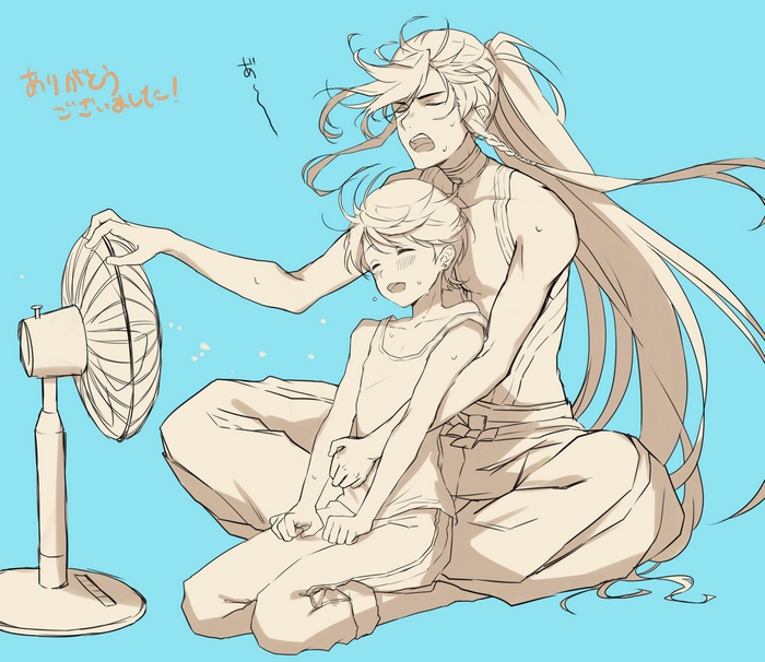 Touken Ranbu characters fanning themselves
