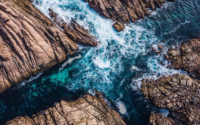Aerial view of Canal Rocks, Western Australia coast