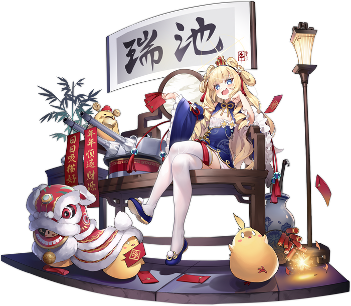 Queen Elizabeth from Azur Lane with Chinese New Year decorations