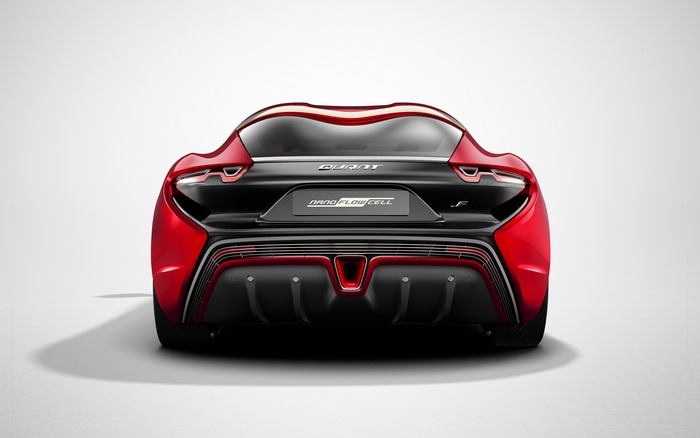 NanoFlowcell Quant F Red Sport Car Rear View