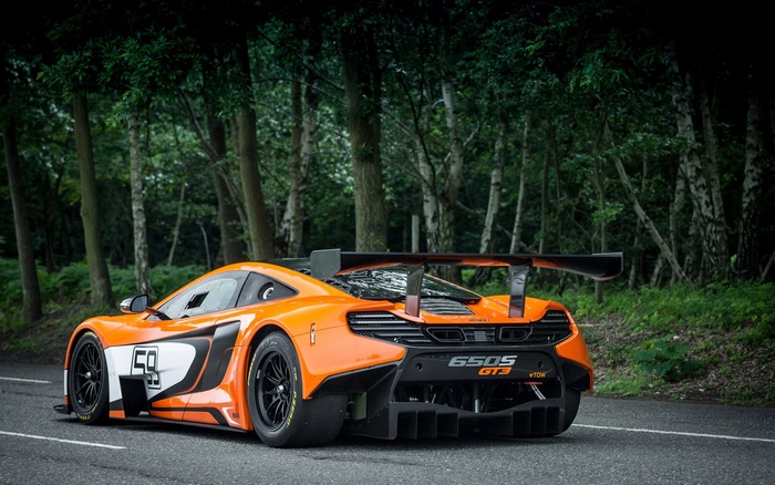 McLaren 650S GT3 race car on a road